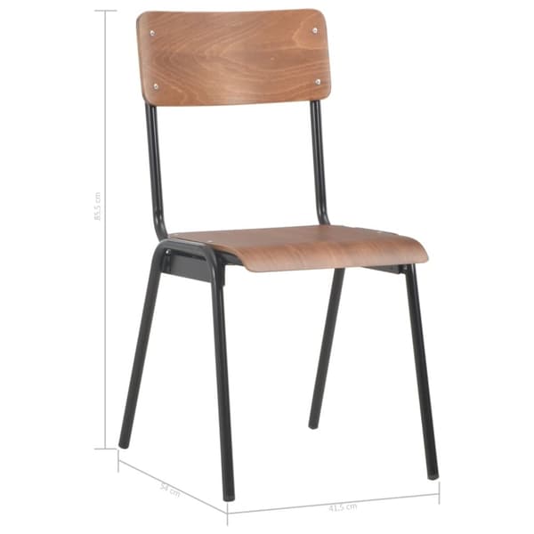 vidaXL Matstolar 4 st massiv plywood stål brun