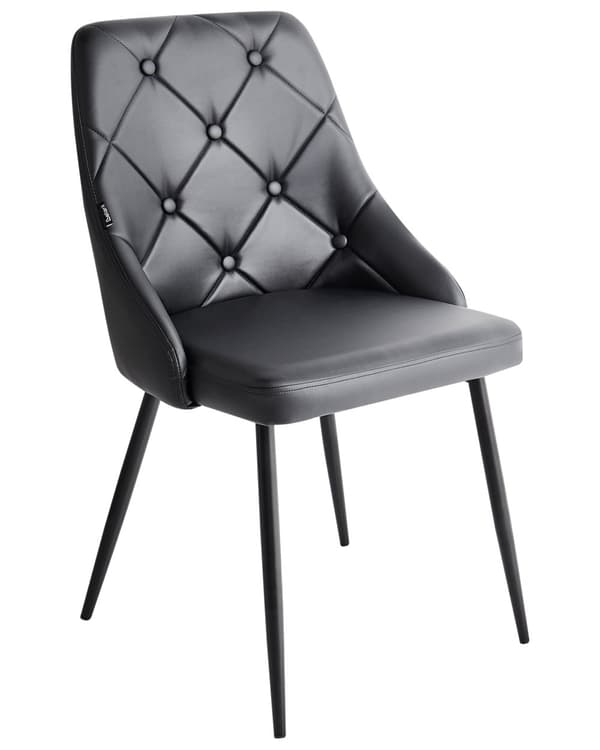 Stoler 2 stk Svart Kunstskinn Svart Metallben Spisestoler Glamour Moderne
