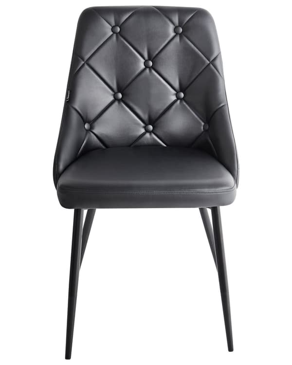 Stoler 2 stk Svart Kunstskinn Svart Metallben Spisestoler Glamour Moderne