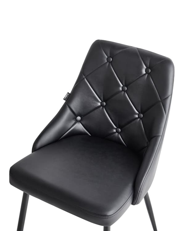 Stoler 2 stk Svart Kunstskinn Svart Metallben Spisestoler Glamour Moderne