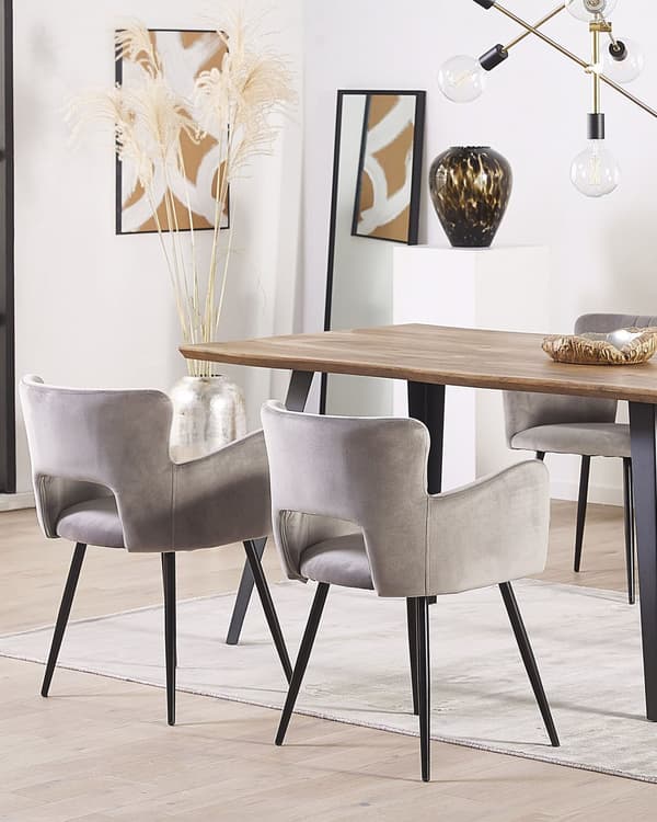 Tuoli harmaa 46 x 75 x 44 cm sametti rauta käsinojat 2 kpl jalkatapit moderni