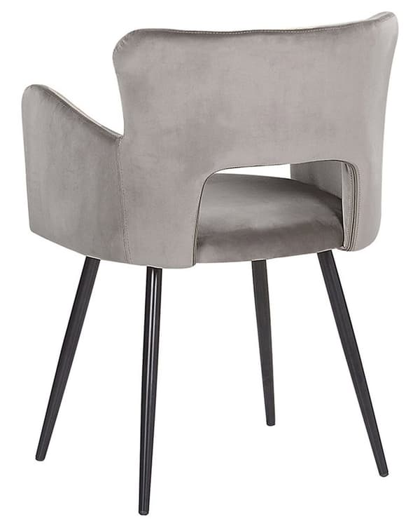 Sett med 2 spisestoler Grå Fløyel Svarte metallben Armlener Moderne design Spisestue Kjøkken