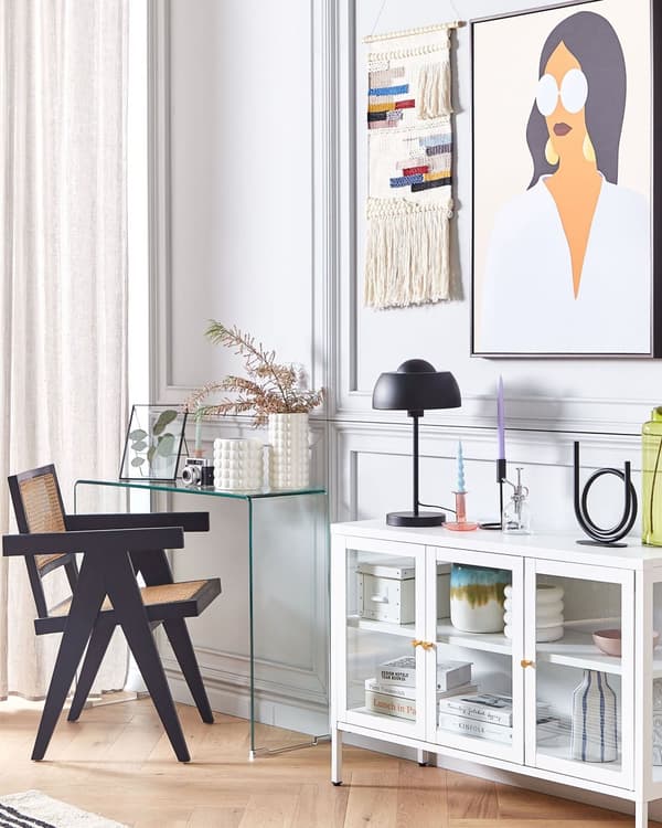 Spisebordsstol Sort Mahogni Lyst Rattan Stol med Fletsæde i Franskflet Design Flet Spisestol til Spisestue Japansk stil Rørflet Rattanstol
