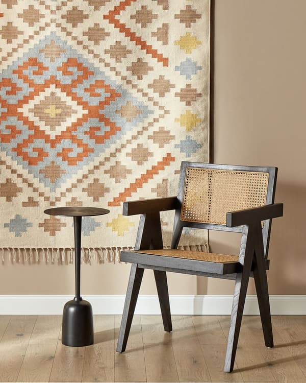 Spisebordsstol Sort Mahogni Lyst Rattan Stol med Fletsæde i Franskflet Design Flet Spisestol til Spisestue Japansk stil Rørflet Rattanstol