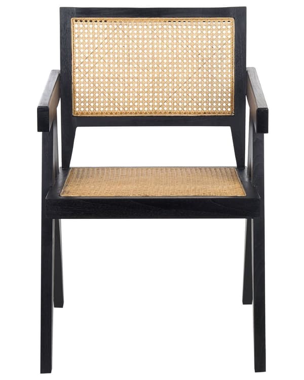 Spisebordsstol Sort Mahogni Lyst Rattan Stol med Fletsæde i Franskflet Design Flet Spisestol til Spisestue Japansk stil Rørflet Rattanstol