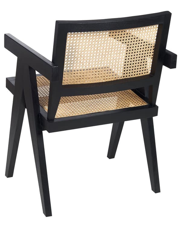 Stol Lyst tre Svart Rotting Mahogni Flettet rygg og sete Minimalistisk Moderne Spisestue