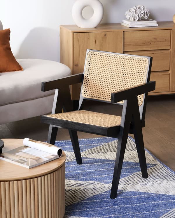 Köksstol Ljust Trä Mahogny Rotting Svart Naturlig Wiensk Flätning Accent Minimalistisk Vardagsrum Matsal