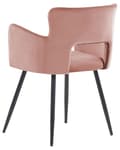 Miniatyrbild 6 av 9: Set med 2 Matstolar Rosa Sammet med Armstöd Ryggstöd med Utskärning Svarta Metallben Kök Matsal Vardagsrum Kontor