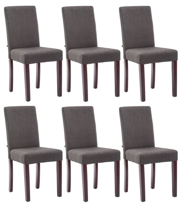 CLP Sæt med 6 spisebordsstole Ina Fabric mørkegrå-cappuccino