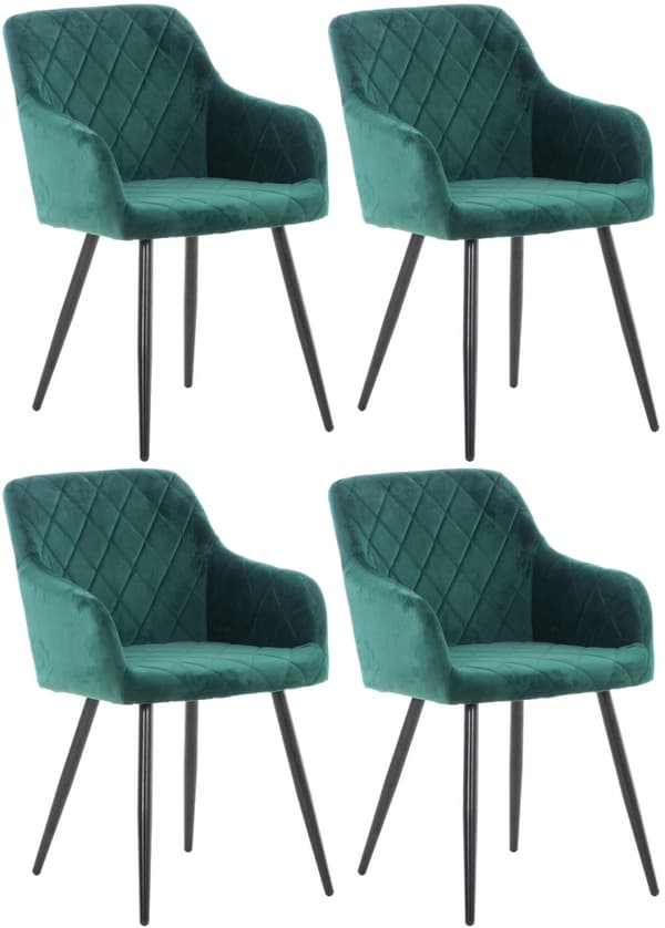 CLP Set of 4 ruokailutuoli Shila vihreae-Samt