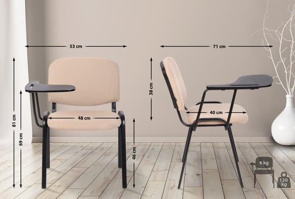 CLP Sæt med 4 Ken-stole med sammenklappeligt bord i stof