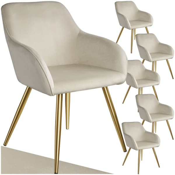 Karmstol Marilyn i guld - grädde/guld, Uppsättning om 6