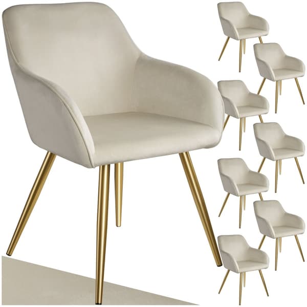 Karmstol Marilyn i guld - grädde/guld, Uppsättning om 8