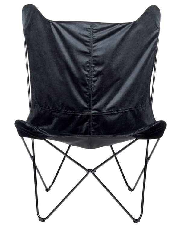 Flagermusstol Sort Velour Metal Letvægts Lænestol Butterfly Stol Traditionel Retro Sommerfuglestol Tilbehør til Stue