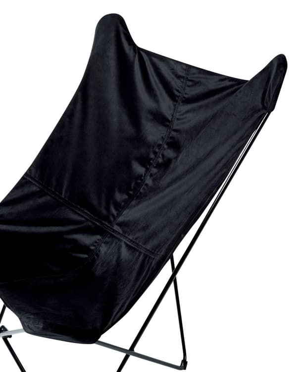 Flagermusstol Sort Velour Metal Letvægts Lænestol Butterfly Stol Traditionel Retro Sommerfuglestol Tilbehør til Stue