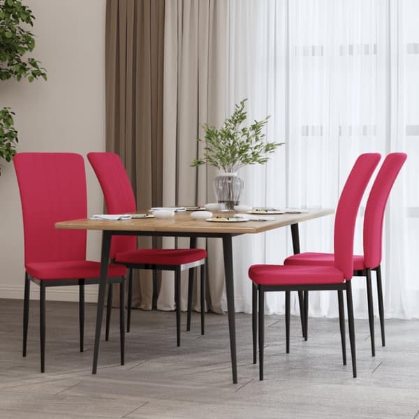 vidaXL spisebordsstole 4 stk. velour vinrød