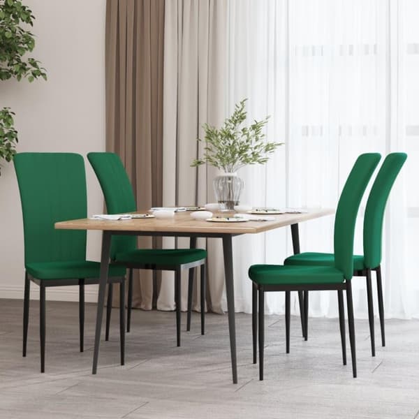vidaXL spisebordsstole 4 stk. velour mørkegrøn