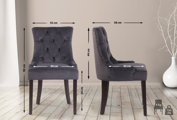 CLP Sæt med 4 spisebordsstole Aberdeen Velvet