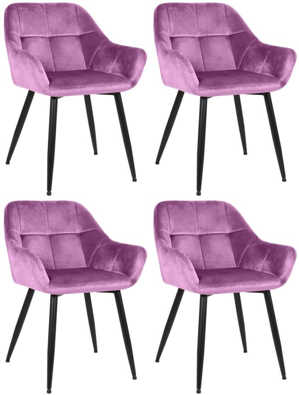 CLP Set med 4 matstolar Emia rosa-Sammet