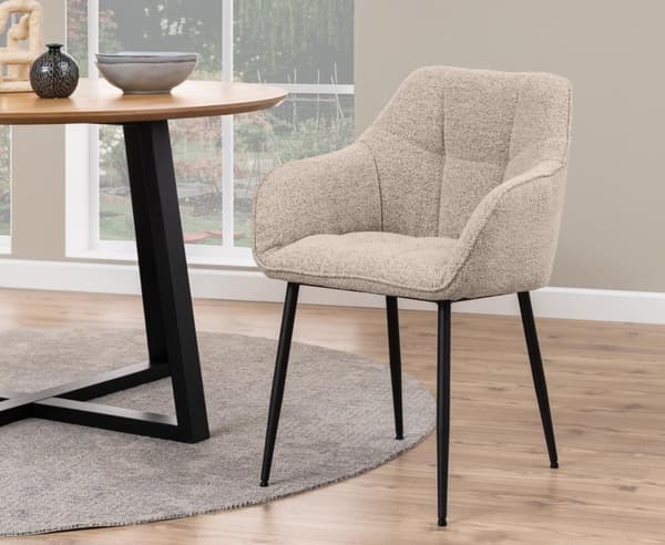 2 x Brenda spisestuestoler med armlener beige.