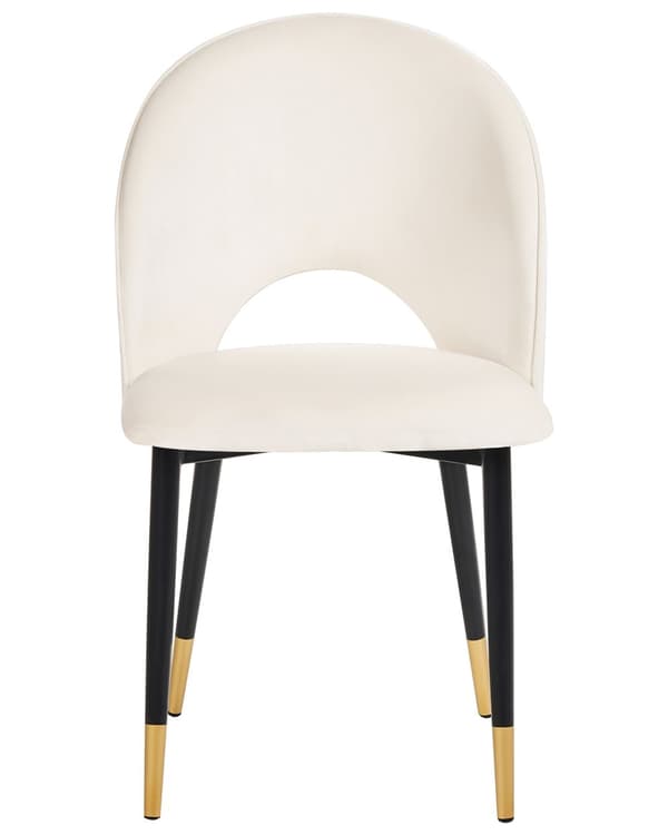 Tuoli beige sametti verhoiltu metallijalat 2 kpl setti käsinojaton ruokapöydän glamour retro tyyli