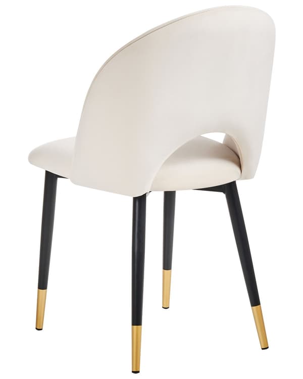 Tuoli beige sametti verhoiltu metallijalat 2 kpl setti käsinojaton ruokapöydän glamour retro tyyli