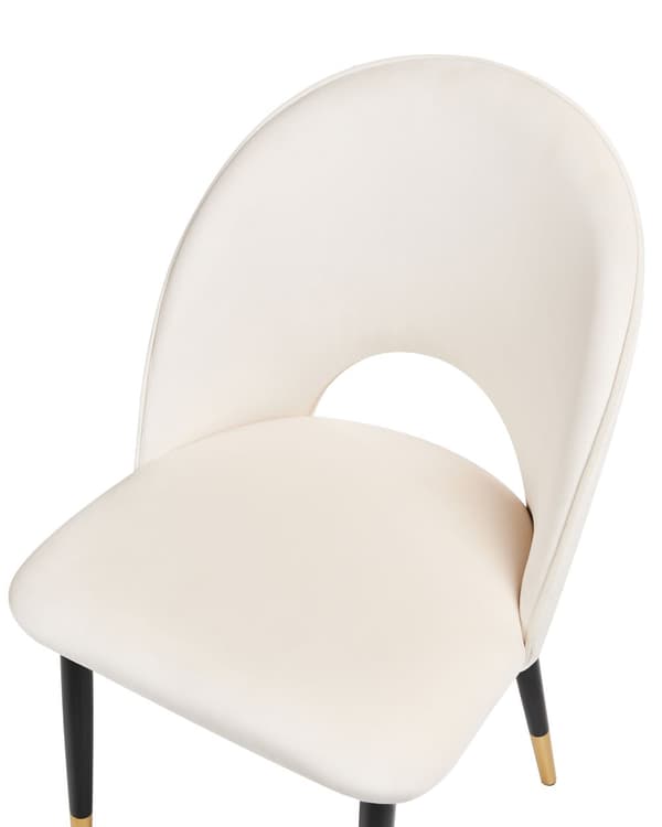 Tuoli beige sametti verhoiltu metallijalat 2 kpl setti käsinojaton ruokapöydän glamour retro tyyli