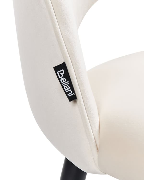 Tuoli beige sametti verhoiltu metallijalat 2 kpl setti käsinojaton ruokapöydän glamour retro tyyli