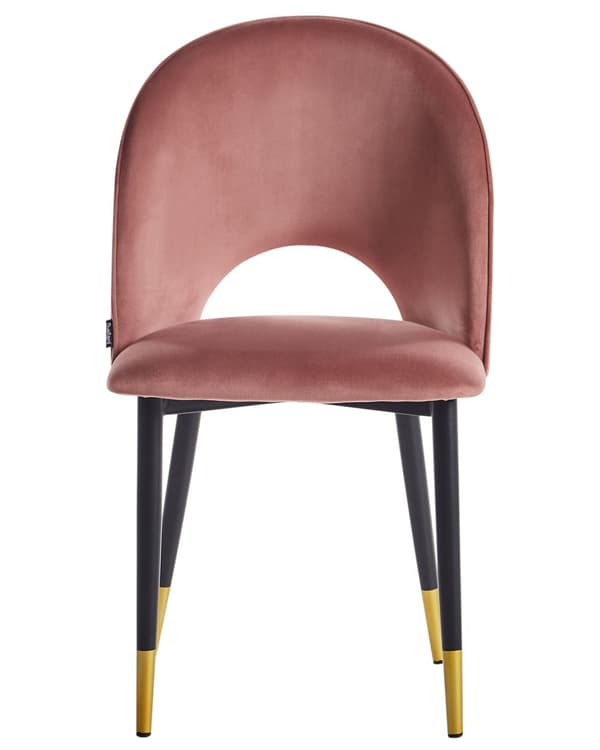 Set med 2 matstolar Rosa Sammetsklädsel Svarta Ben Retro Glamour Matsal Kök Vardagsrum