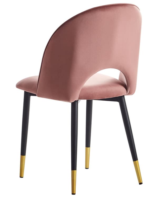 Set med 2 matstolar Rosa Sammetsklädsel Svarta Ben Retro Glamour Matsal Kök Vardagsrum
