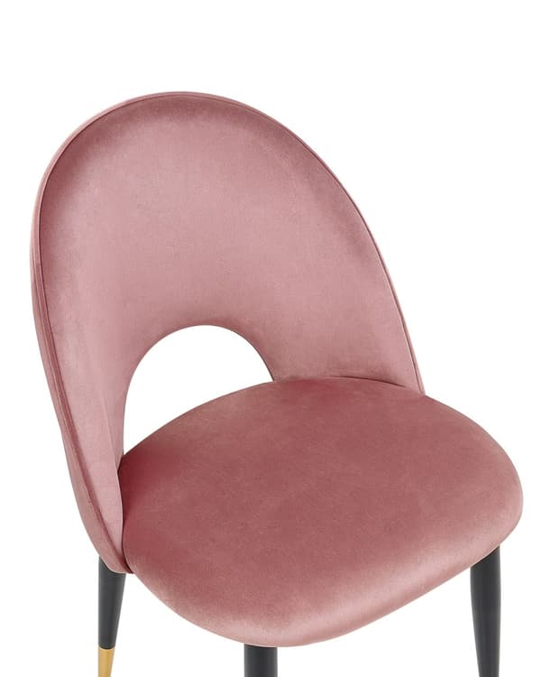 Set med 2 matstolar Rosa Sammetsklädsel Svarta Ben Retro Glamour Matsal Kök Vardagsrum