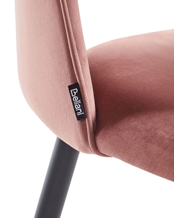 Set med 2 matstolar Rosa Sammetsklädsel Svarta Ben Retro Glamour Matsal Kök Vardagsrum