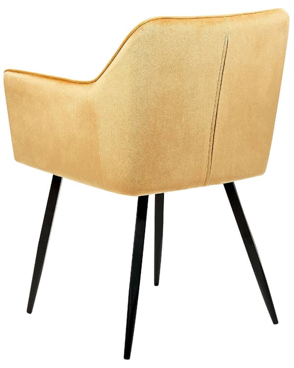 Set av 2 Middagsstolar Orange Beige Sammetsklädd Sits med Armstöd Svarta Metallben