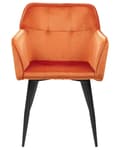 Miniatyrbild 4 av 9: Set av 2 Middagsstolar Orange Beige Sammetsklädd Sits med Armstöd Svarta Metallben