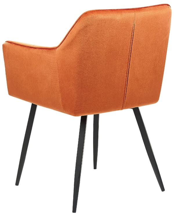 Set av 2 Middagsstolar Orange Beige Sammetsklädd Sits med Armstöd Svarta Metallben