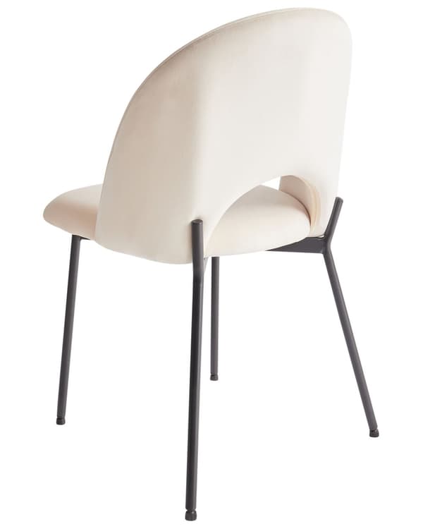 Set av 2 Matstolar Beige Polyesterklädsel Svarta Ben Retro Glamour
