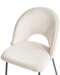 Pikkukuva 7 / 11: Tuoli vaalea beige kangas verhoiltu metallijalat 2 kpl setti käsinojaton ruokapöydän glamour retro tyyli