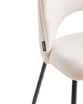 Pikkukuva 8 / 11: Tuoli vaalea beige kangas verhoiltu metallijalat 2 kpl setti käsinojaton ruokapöydän glamour retro tyyli