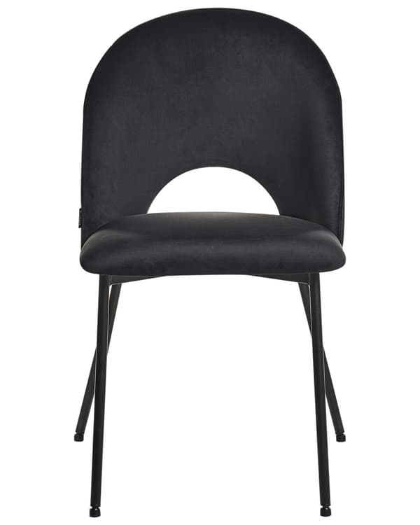 Tuoli musta sametti verhoiltu metallijalat 2 kpl setti käsinojaton ruokapöydän glamour retro tyyli