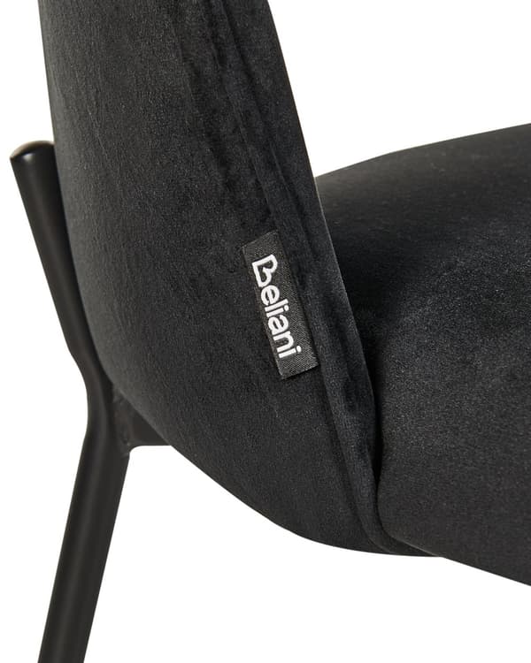 Tuoli musta sametti verhoiltu metallijalat 2 kpl setti käsinojaton ruokapöydän glamour retro tyyli
