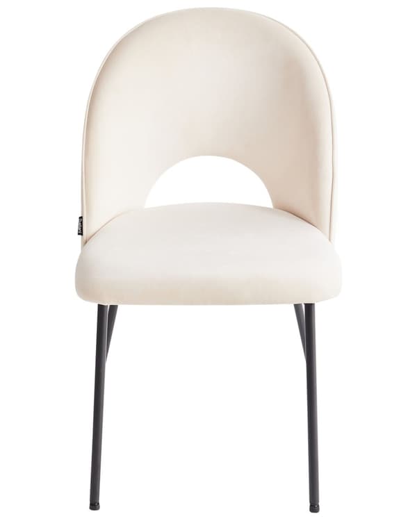 Sett med 2 spisestoler Beige Stoff Polyester Svarte ben Retro Glamour Spisestue Kjøkken