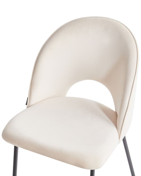 Sett med 2 spisestoler Beige Stoff Polyester Svarte ben Retro Glamour Spisestue Kjøkken