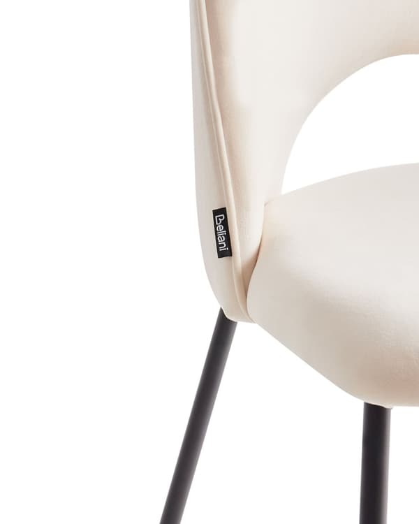 Sett med 2 spisestoler Beige Stoff Polyester Svarte ben Retro Glamour Spisestue Kjøkken