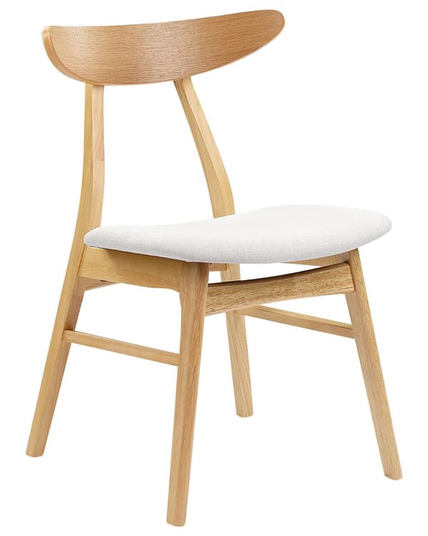 Sett med 2 Spisestuestoler Lyst Tre Lysegrå Sete Polyesterstoff Armløs Skandinavisk Retrodesign