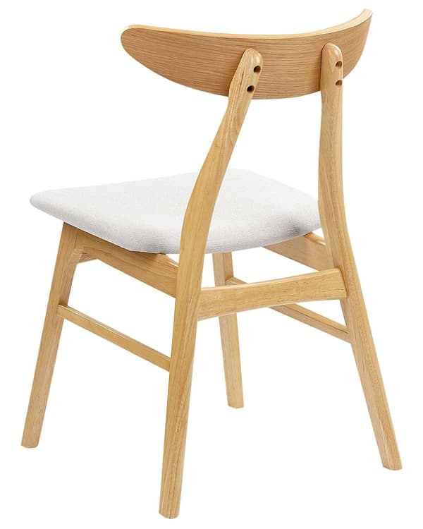 Sett med 2 Spisestuestoler Lyst Tre Lysegrå Sete Polyesterstoff Armløs Skandinavisk Retrodesign