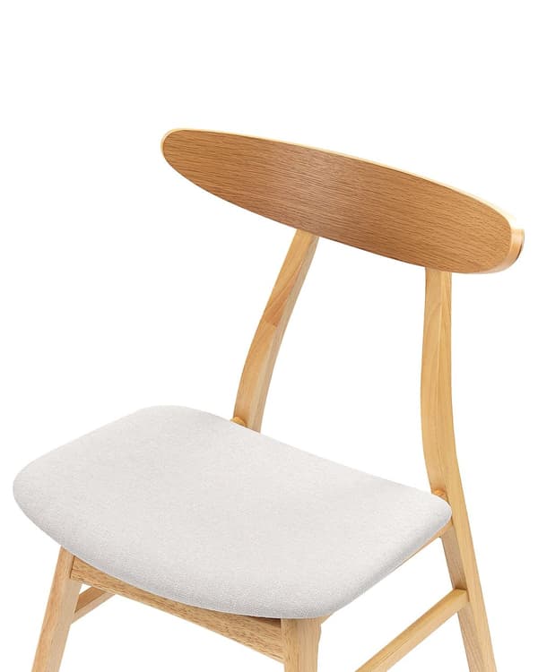 Sett med 2 Spisestuestoler Lyst Tre Lysegrå Sete Polyesterstoff Armløs Skandinavisk Retrodesign