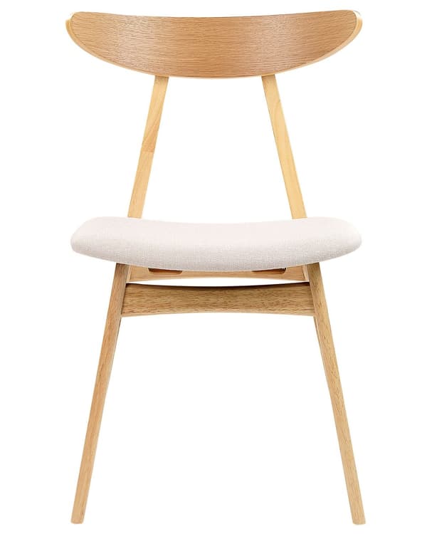 Sett med 2 Spisestuestoler Lyst Tre Lysebeige sete Polyesterstoff Armløs Skandinavisk Retrodesign