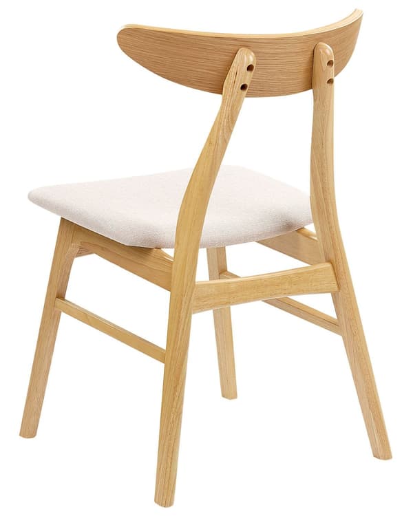Sett med 2 Spisestuestoler Lyst Tre Lysebeige sete Polyesterstoff Armløs Skandinavisk Retrodesign