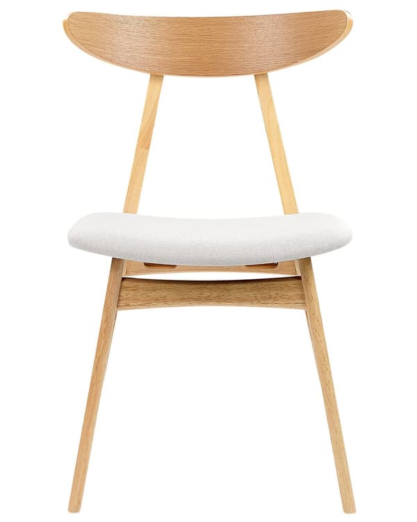 Sæt med 2 spisebordsstole Lys Gummitræsramme Lysegråt Polyesterstofsæde Armløst Skandinavisk Retrodesign