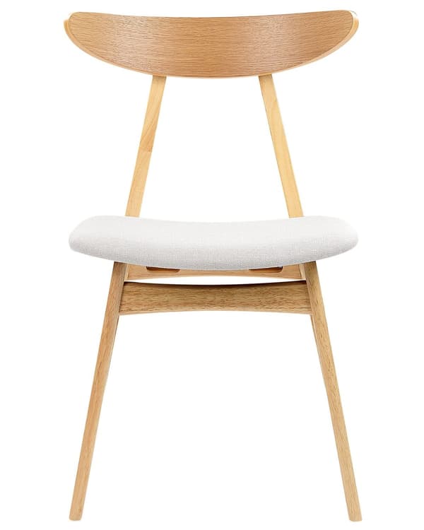 Sæt med 2 spisebordsstole Lys Gummitræsramme Lysegråt Polyesterstofsæde Armløst Skandinavisk Retrodesign